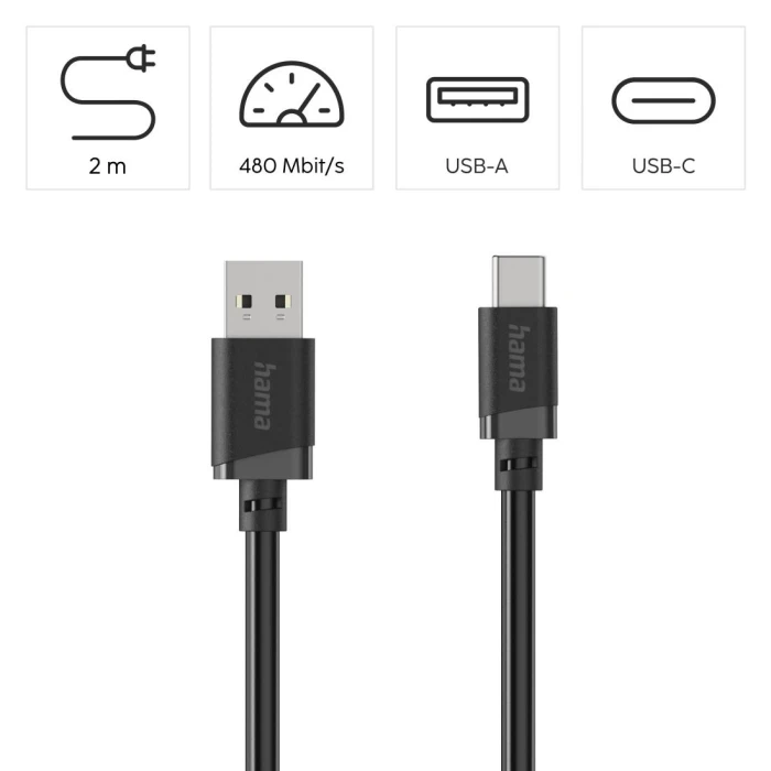 HAMA USB-A > USB-C 2.0 - 2.0m