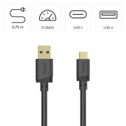 HAMA USB-C > USB-A 5Gbps - 0.75m