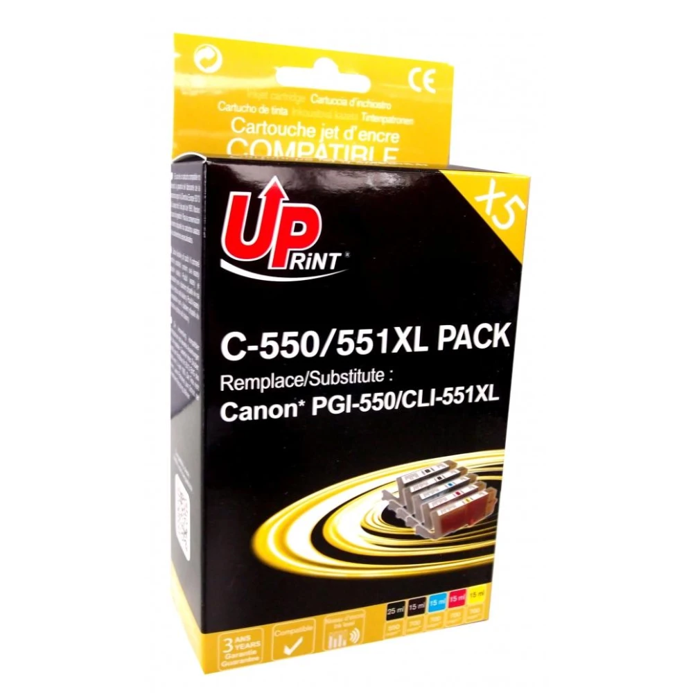 Комплект мастилници UPRINT -CANON PGI-550 + CLI-551BK/C/M/Y XL, 1x25ml+4x15ml