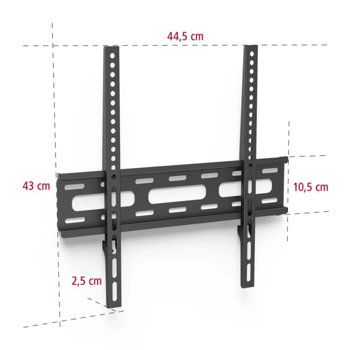 Стенна стойка за TV HAMA, Фиксирана, 32"-75", 40 кг, Черна