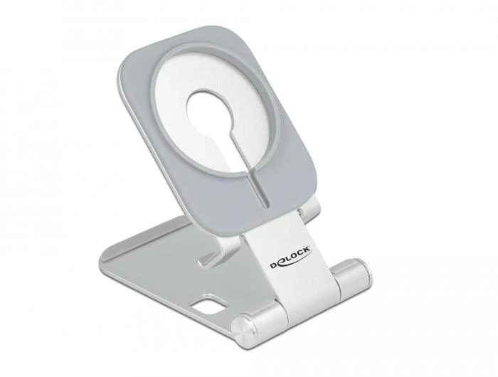 Поставка за смартфон DeLock 18426, Място за могнитно зарядно MagSafe, Алуминий, Сребрист