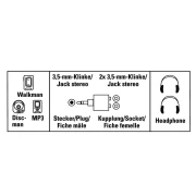 Преходник HAMA, 3.5 mm мъжко - 2 x 3.5 mm женско, Черен