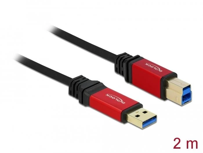 Кабел Delock USB-A мъжко - USB-B мъжко, 2 м, Premium