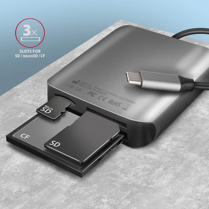 AXAGON Aluminum USB-C card reader