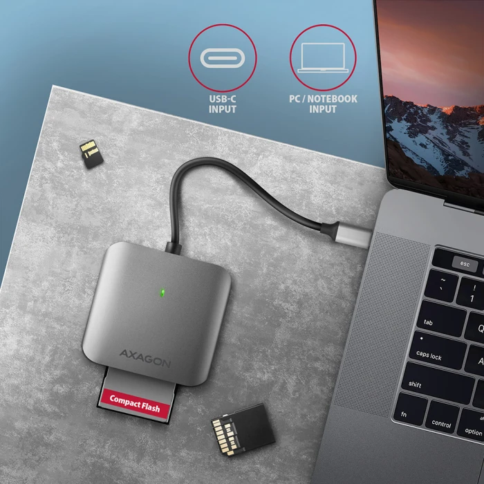 AXAGON Aluminum USB-C card reader