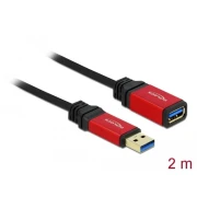 Удължителен кабел Delock USB-A мъжко - USB-А женско, 2 м, Premium, Екраниран, Черен