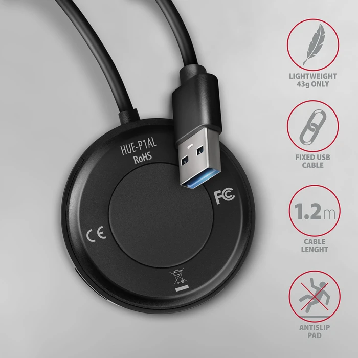 AXAGON HUE-P1AL SuperSpeed USB-A ROUND hub
