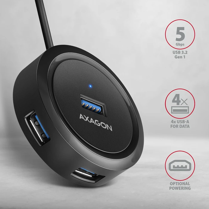 AXAGON HUE-P1C SuperSpeed USB-C ROUND hub
