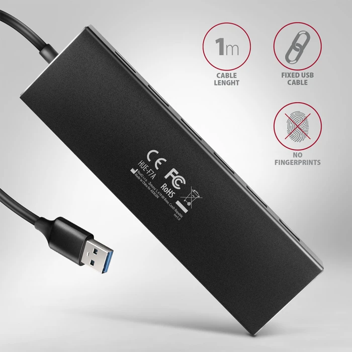 AXAGON HUE-F7A SuperSpeed USB-A FLAT hub