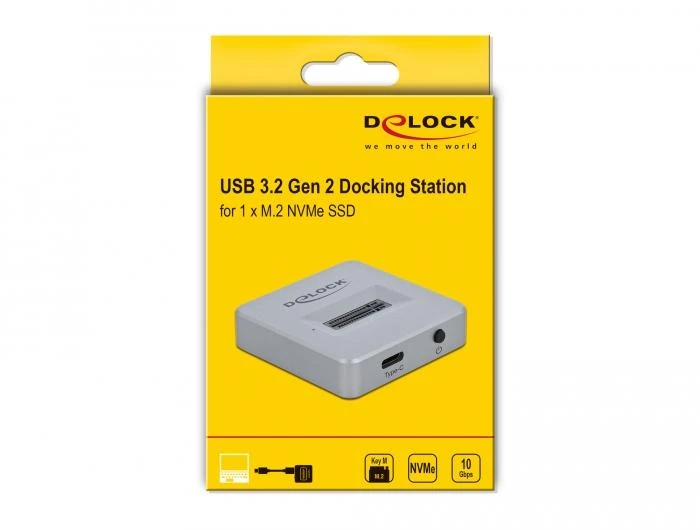 Докинг станция Delock 64000, За M.2 NVMe PCIe SSD, USB-C 3.2 Gen 2