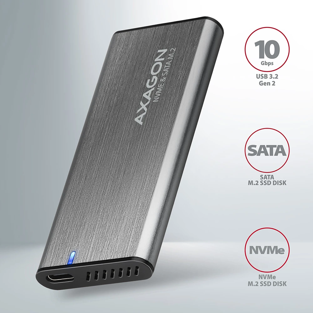 AXAGON EEM2-SG2 USB-C - M.2 NVMe & SATA SSD