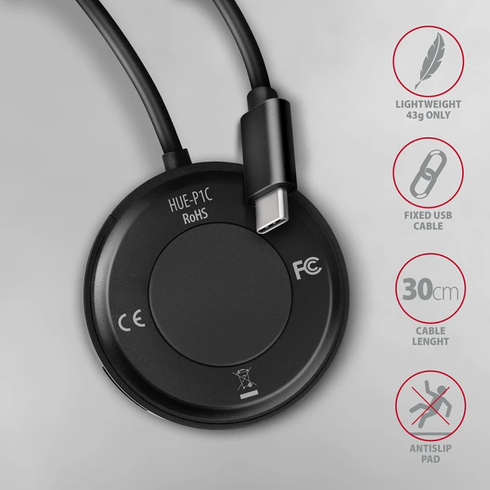 AXAGON HUE-P1C SuperSpeed USB-C ROUND hub