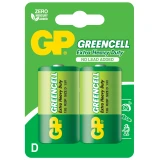 Цинк карбонова батерия GP R20, Greencell 13G-U2, 2 бр. в опаковка, blister, 1.5V