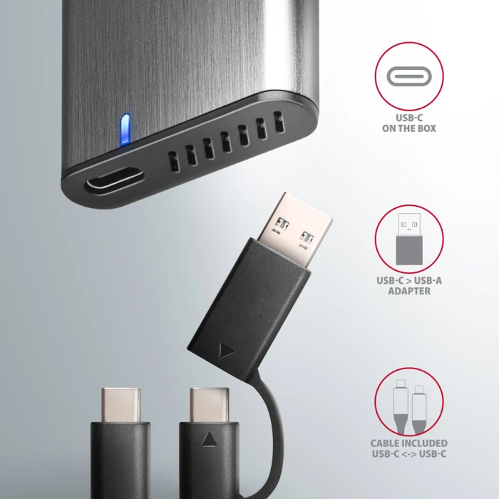 AXAGON EEM2-SG2 USB-C - M.2 NVMe & SATA SSD