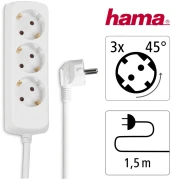 HAMA Разклонител 3 гнезда бял - 1.4m