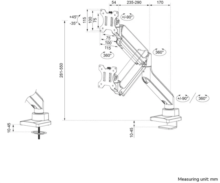 Neomounts by Newstar Next Core Desk Mount 1 screen (topfix clamp &grommet)