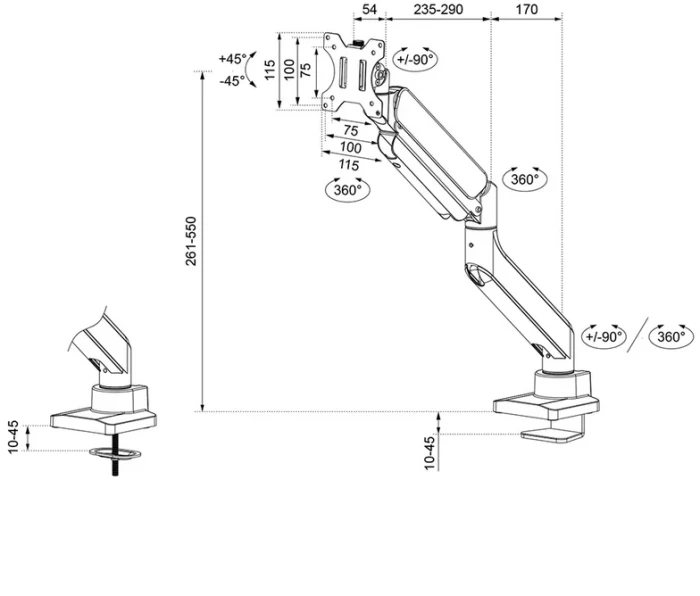 Neomounts by Newstar Next Core Desk Mount 1 Ultra Wide Curved screen (topfix clamp & grommet)