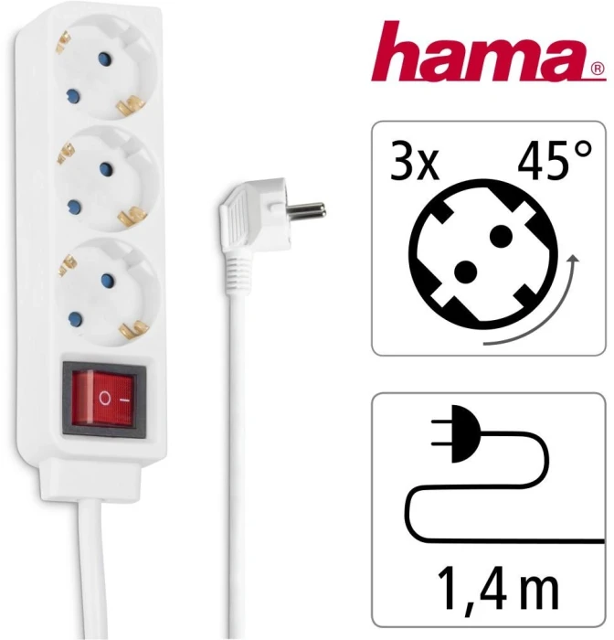 HAMA Разклонител 3 гнезда - 1.4m