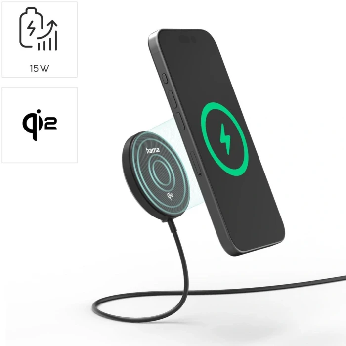 HAMA Безжично зарядно Qi2 15W за Apple