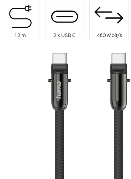 Hama USB-C с връзка за телефон - 1.2m