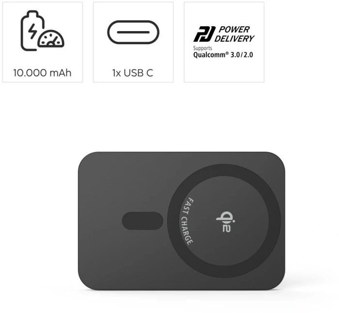 HAMA Qi2 Безжична външна батерия индуктивно зареждане - 10000mAh