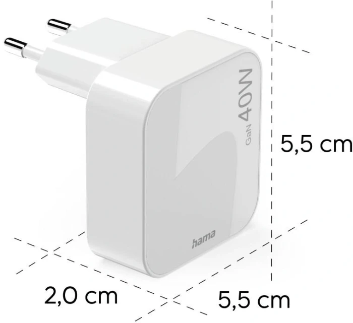 HAMA Бързо мини зарядно GaN 40W