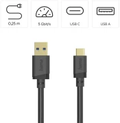 HAMA USB-A > USB-C 5Gbps - 0.25m