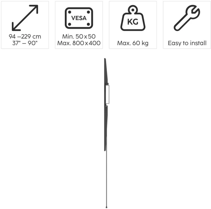 Стенна стойка за TV HAMA 90" 60кг