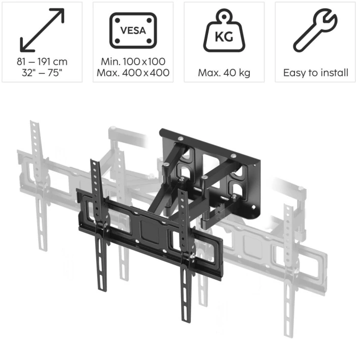 HAMA Стенна стойка за TV 75” до 40кг