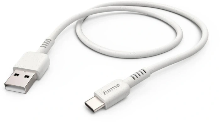 Кабел за зареждане HAMA "Eco", USB-A - USB-C, 1 м, бял