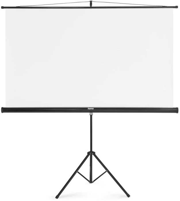 Екран на стойка 180x180 cm, 2 в 1, мобилен комплект, телескопична тръба, бял