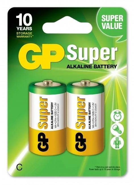 Алкална батерия GP SUPER LR14, 2 бр. в опаковка, 1.5V