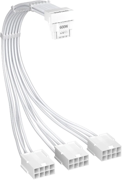 1stPlayer удължителен кабел Custom Sleeved Modding Cable White - 3 x PCIe 8-pin to 12VHPWR - FM3-B-WH