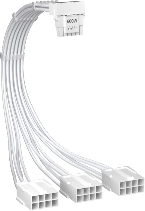 1stPlayer удължителен кабел Custom Sleeved Modding Cable White - 3 x PCIe 8-pin to 12VHPWR - FM3-B-WH