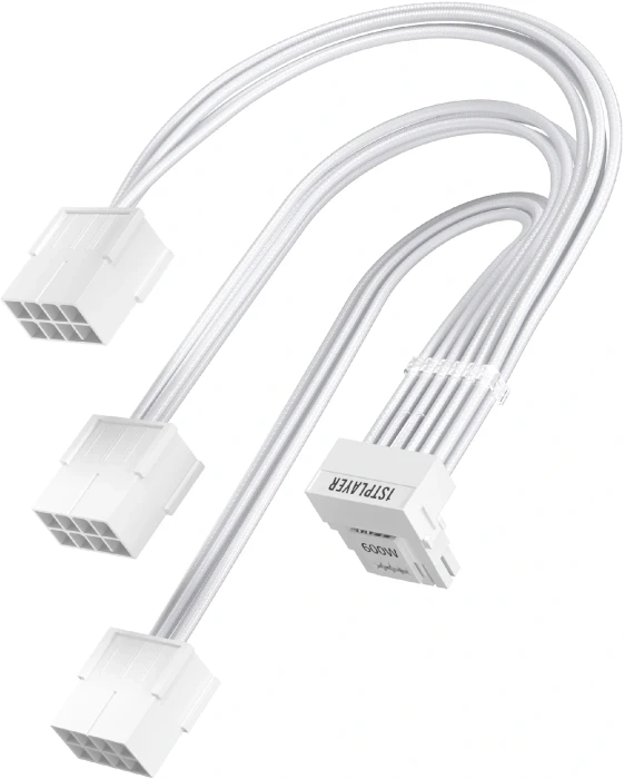 1stPlayer удължителен кабел Custom Sleeved Modding Cable White - 3 x PCIe 8-pin to 12VHPWR - FM3-B-WH