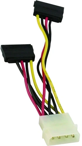VCom Molex > 2 x SATA Power - 0.15m
