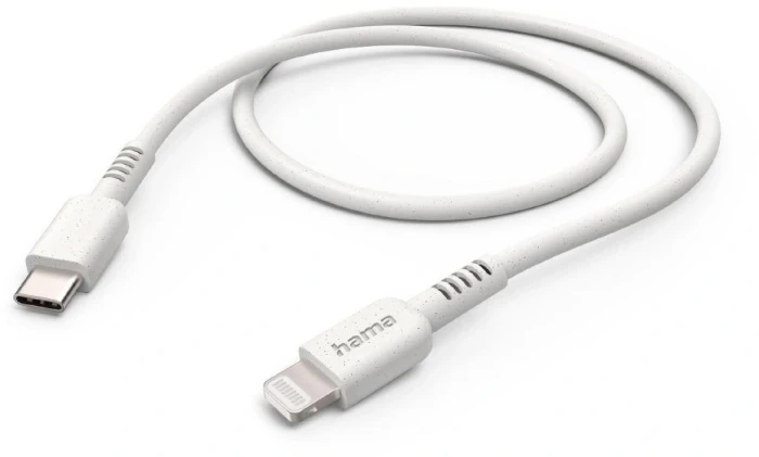 Кабел за зареждане HAMA "Eco", USB-C - Lightning, 1 м, бял