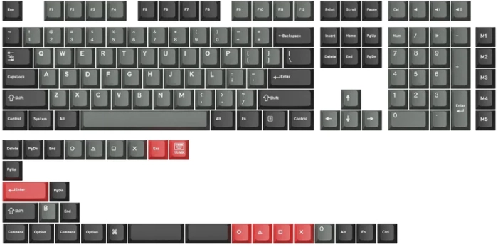 Капачки за механична клавиатура Keychron Cherry Profile Double - Shot PBT Full Set 143 Keycaps - Dolch Red