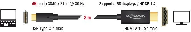 Delock USB-C > HDMI 4K 30Hz 2m