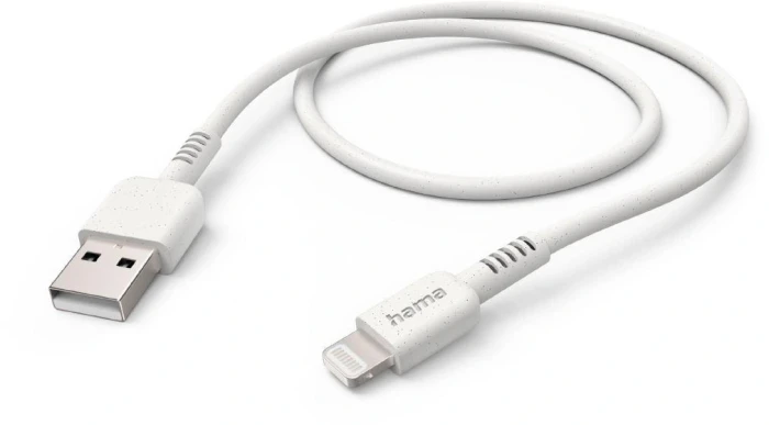 Кабел за зареждане HAMA "Eco", USB-A - Lightning, 1 м, бял