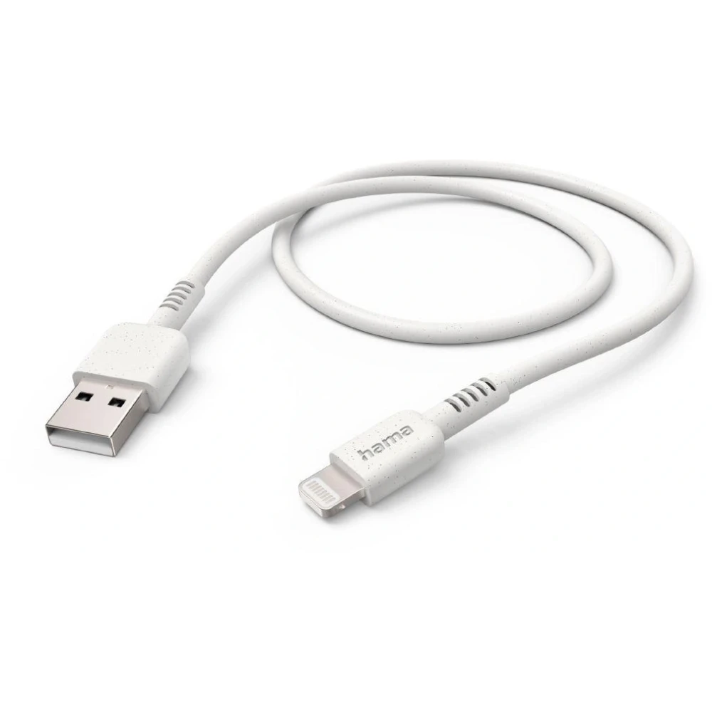 Кабел за зареждане HAMA "Eco", USB-A - Lightning, 1 м, бял
