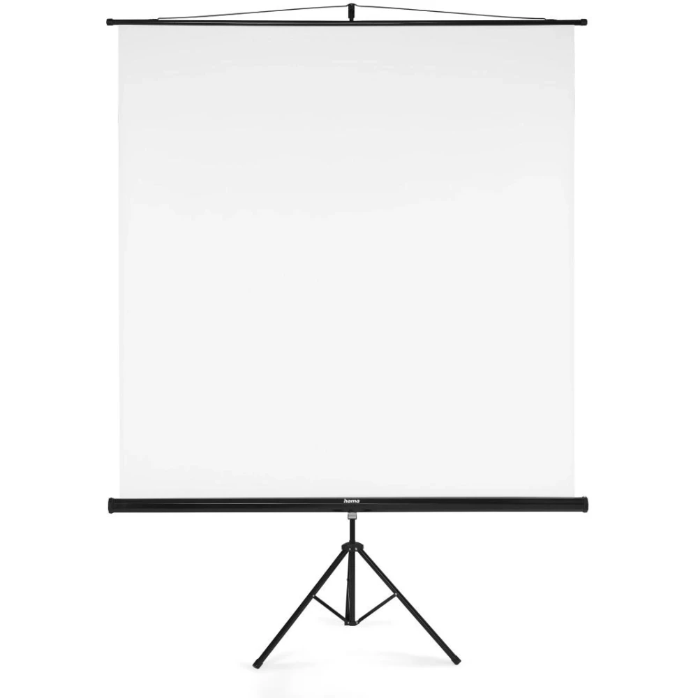 Екран на стойка 180x180 cm, 2 в 1, мобилен комплект, телескопична тръба, бял