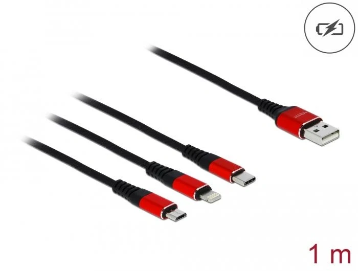 Кабел за зареждане USB-A > 3in1 - 1.0m