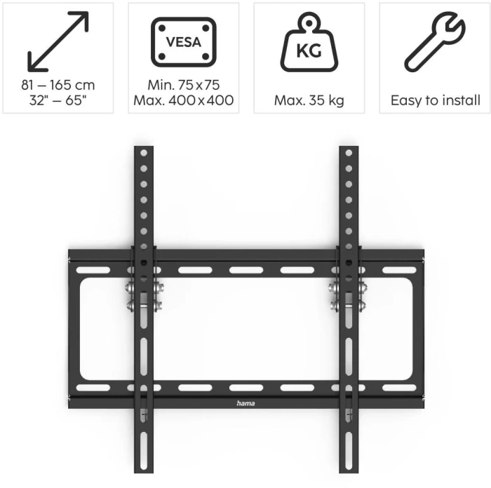 Метална стойка за TV Hama TILT, 165 см (65"), черна