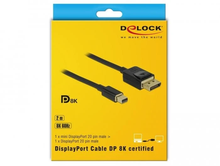 Delock Mini DisplayPort > DisplayPort 8K 60Hz 2m