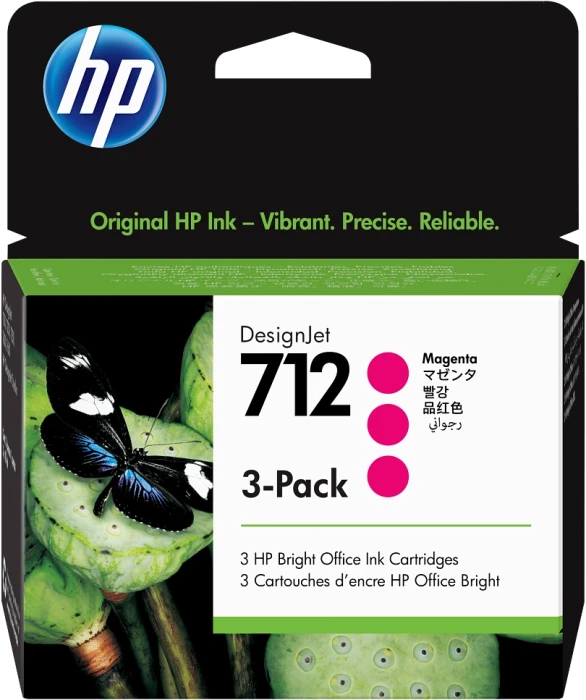 HP 712 Ink Cartridge 3-Pack - Magenta