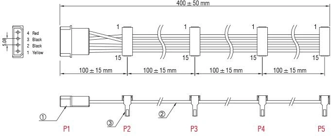 DeLock Molex > 4 x SATA Power - 0.40m
