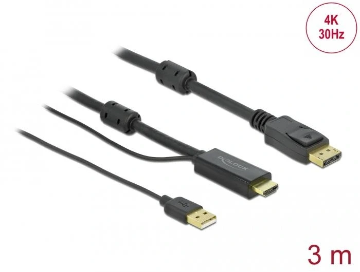 Delock HDMI + USB > DisplayPort 4K 30Hz 3m