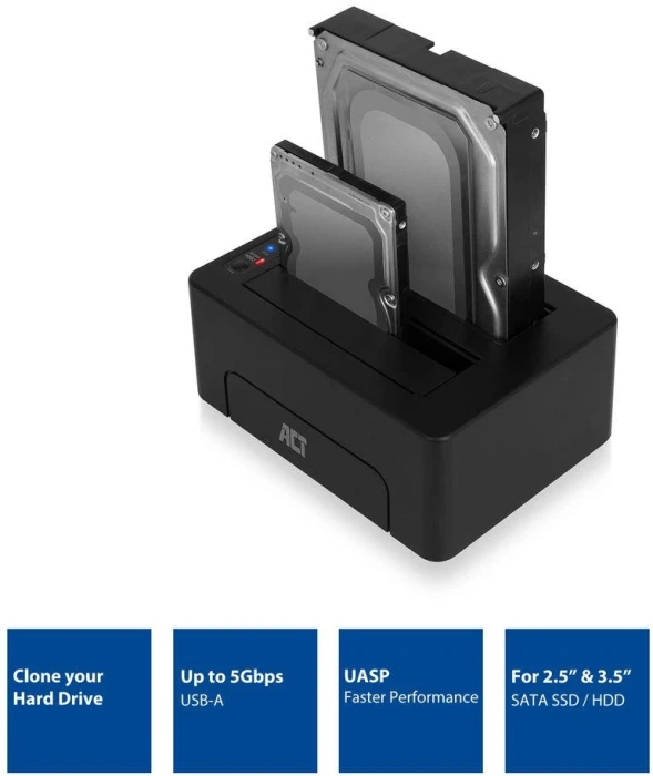 ACT Dock 2 x HDD/SSD 2.5"/3.5" Clone