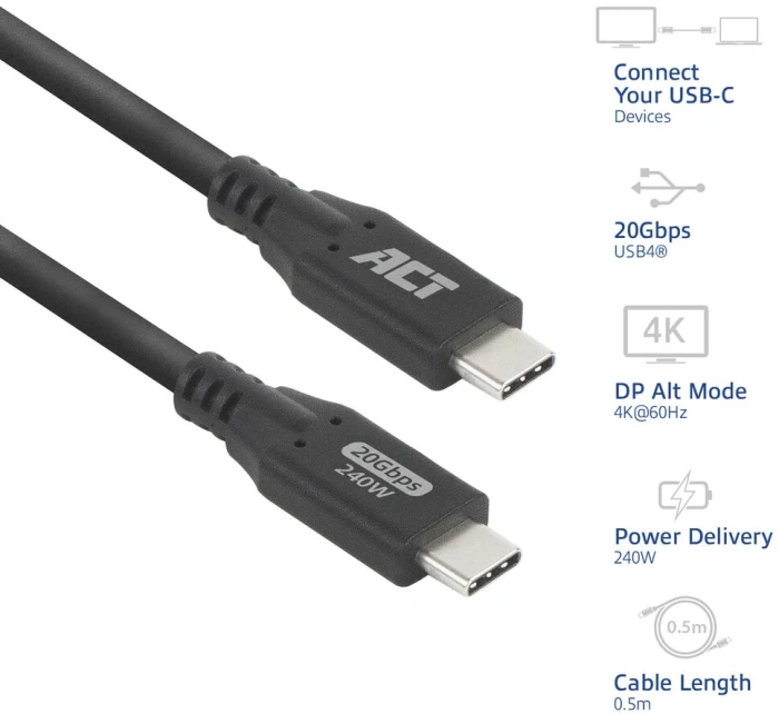 ACT USB4-C 20Gbps 240W - 0.5m